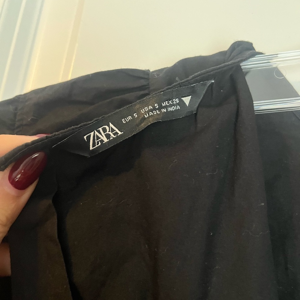 Zara Black Puff Sleeve Blouse - Picture 3 of 4